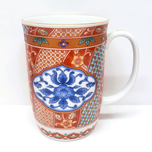 Imari Crest Otagiri Mugs Japan Gold Rim Red Blue Vintage Asian Lot Set x3 - Picture 7 of 12